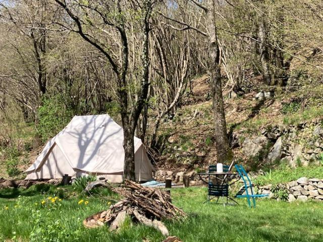 Grande Tente Tipi En Pleine Foret Burzet Exteriör bild